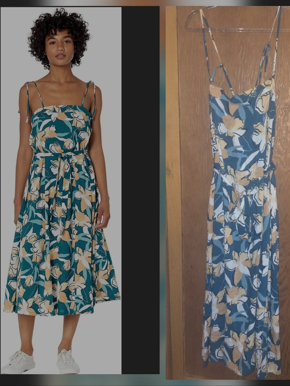 New no tags ROXY womens medium criss-cross back tie shoulder midi dress